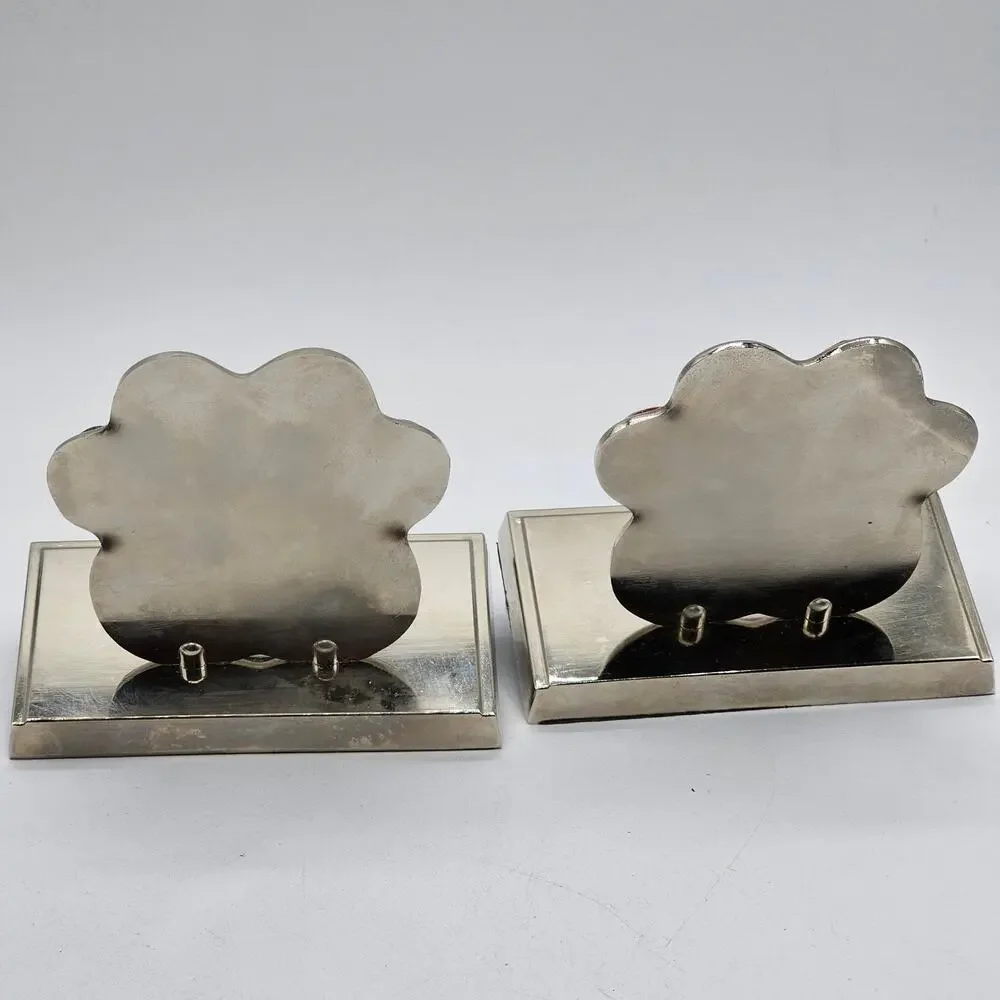 Set of 2 Silver Metal Paw Print Stocking Holder Sparkly Red and Green Christmas